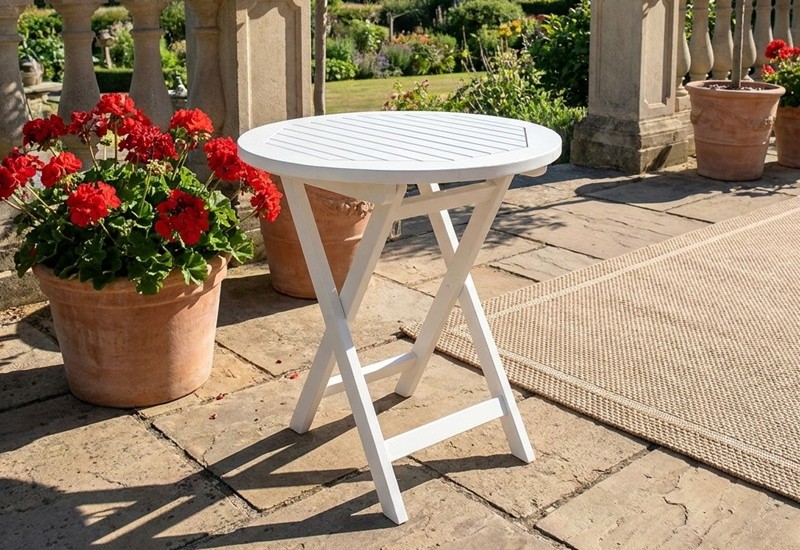 garten beistelltisch rund wetterfest teak