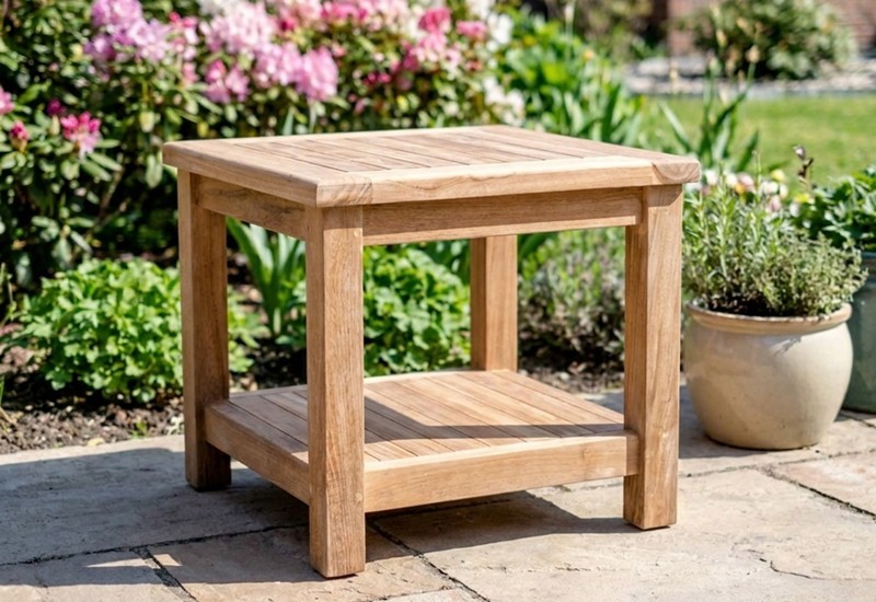 produkt image garten beistelltisch teak-holz eckig