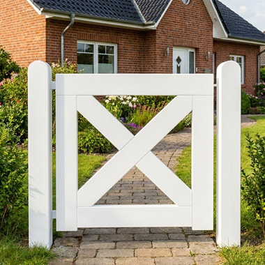 Moderne Gartentür Holz weiß