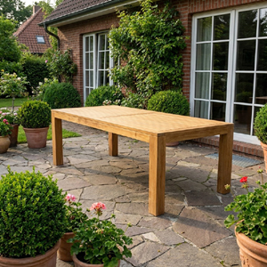 extra großer Gartentisch für die ganze Familie aus Teak, Teakholz massiv