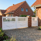 gartentor holz mahagoni massiv weiß lackiert