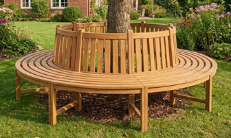 baumbank, rundbank aus Teak-holz