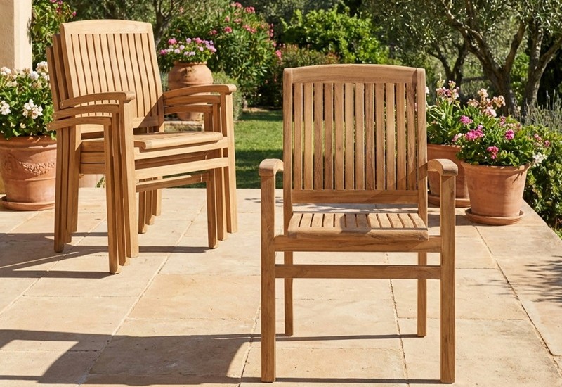 gartenstuhl stapelbar wetterfest teak